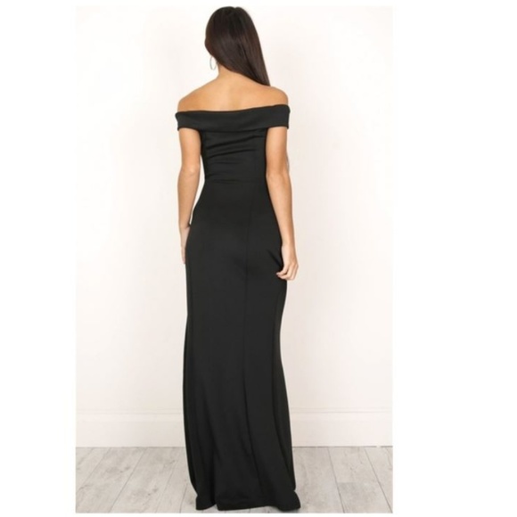 HP! Sexy Black Off-Shoulder Evening Gown - Picture 6 of 8